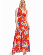 Desigual Rochie cu imprimeu floral si decupaje laterale - Rosu