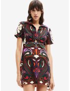 Desigual Rochie cu imprimeu si guler ascutit - Multicolor