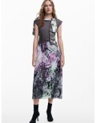 Desigual Rochie cu model 2 in 1 si maneci scurte - Violet/Verde inchis/Gri inchis