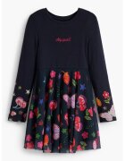 Desigual Rochie evazata cu imprimeu floral - Albastru ultramarin