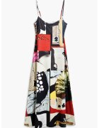 Desigual Rochie evazata cu imprimeu grafic si aspect satinat - Multicolor