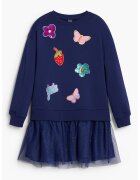 Desigual Rochie evazata cu maneci lungi - Albastru indigo