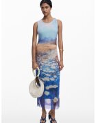 Desigual Rochie fara maneci cu imprimeu - Albastru/Crem