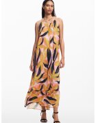 Desigual Rochie lunga cu model floral - Negru/Portocaliu/Roz