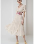 Desigual Rochie midi cu croiala evazata si decolteu in V - Verde/Alb fildes/Roz