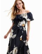 Desigual Rochie midi cu imprimeu - Alb/Albastru ultramarin