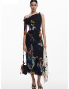 Desigual Rochie midi cu imprimeu si detalii drapate - Negru