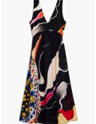Desigual Rochie midi cu model abstract si decolteu in V - Negru/Multicolor