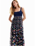 Desigual Rochie midi evazata cu imprimeu - Bleumarin