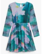 Desigual Rochie mini cu maneci lungi si model tie-dye - Verde persan
