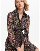 Desigual Rochie mini cu model floral - Albastru pastel/Rosu inchis/Maro inchis