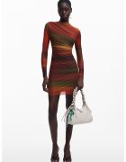 Desigual Rochie scurta semitransparenta - Portocaliu/Verde inchis/Galben mustar