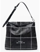 Desigual Rucsac convertibil cu model in carouri - Alb/Negru