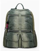 Desigual Rucsac din denim cu detaliu logo - Kaki