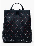 Desigual Rucsac din piele ecologica cu aplicatii cu tinte - Rosu/Negru