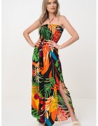 Desigual Salopeta cu imprimeu tropical - pentru plaja - Verde/Portocaliu/Fucsia