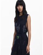 Desigual Salopeta fara maneci cu imprimeu grafic - Negru/Albastru royal/Alb murdar