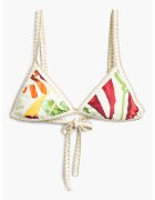 Desigual Sutien cu cupe triunghiulare si model - Rosu/Alb/Verde