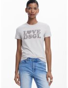 Desigual Tricou cu imprimeu si decolteu rotund - Alb murdar