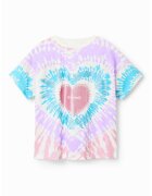 Desigual Tricou de bumbac cu imprimeu tie-dye - Alb/Lila/Albastru