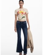 Desigual Tricou din amestec de bumbac cu imprimeu cu efect 3D - Alb fildes