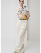 Desigual Tricou din amestec de bumbac cu imprimeu grafic - Alb/Verde/Galben