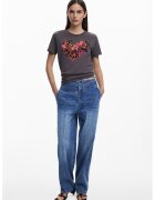Desigual Tricou din bumbac cu imprimeu cu inima - Gri inchis