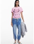 Desigual Tricou din bumbac cu imprimeu cu Mickey&Minnie - Roz