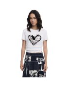 Desigual Tricou Letter Core 48969 - Alb