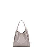 DianaCo Geanta cu aspect lucios Velvetia Prime - Maro taupe