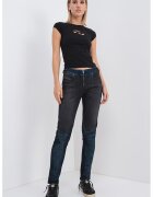 Diesel Blugi cu talie joasa si model 2in1 - Negru/Bleumarin