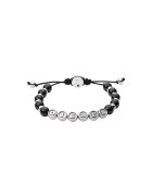 Diesel Bratara din margele cu talisman logo - Negru/Argintiu
