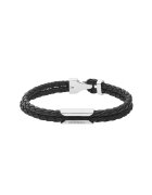 Diesel Bratara din piele cu logo - Negru