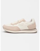 Diesel Pantofi sport low-cut cu garnituri din piele intoarsa - Alb fildes/Roz prafuit