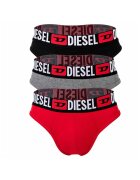 Diesel Set de chiloti cu banda logo in talie - 3 perechi - Rosu/Negru/Gri