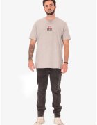 Diesel Tricou cu decolteu la baza gatului si logo pe piept - Gri
