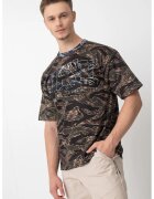 Diesel Tricou din bumbac cu logo si imprimeu camuflaj - Kaki inchis