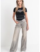 Diesel Tricou slim fit cu decolteu la baza gatului - Negru/Argintiu