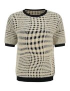 DiKa Pulover pufos cu maneca scurta si imprimeu geometric