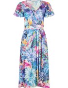 DiKa Rochie cu decolteu cache-coeur si imprimeu tropical