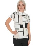 DiKa Tricou cu imprimeu geometric si guler scurt