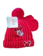 Disney Set caciula si manusi Minnie - rosu - 48 - material acrilic - cu pompon si detalii brodate