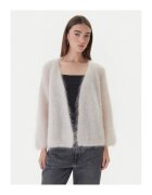 DIXIE Cardigan dama alb - pulover din material moale