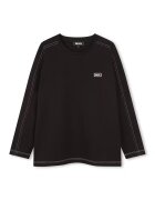 DKNY Bluza din bumbac cu decolteu rotund - Negru