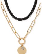 DKNY Colier dublu cu pietre zirconia - Auriu