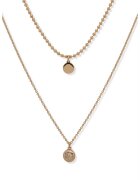 DKNY Colier dublu din alama decorat cu pietre zirconia - Auriu