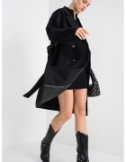 DKNY Palton uni din amestec de lana cu model petrecut - Negru