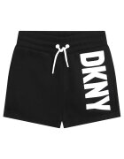 DKNY Pantaloni scurti cu talie inalta si imprimeu logo - Alb/Negru