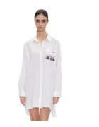 DKNY Rochie dama bumbac si viscoza - alb -