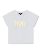 DKNY Tricou cu imprimeu logo - Auriu/Gri deschis